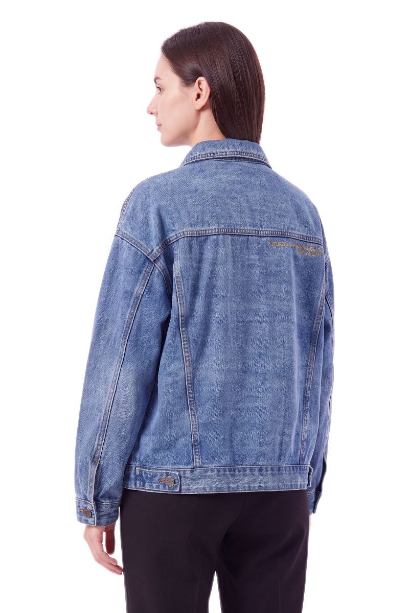 Women's Letter Embroidery Relaxed Denim Jacket