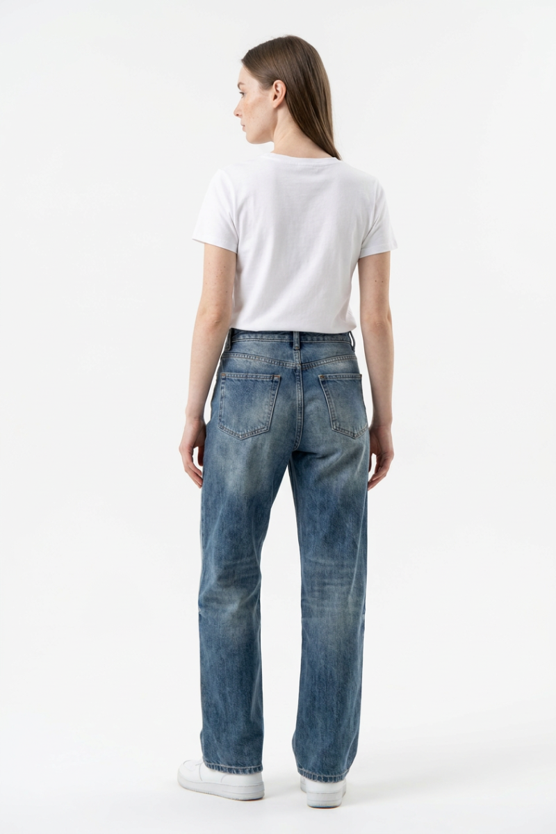 Women's High Waist Loose Straight Leg Jeans