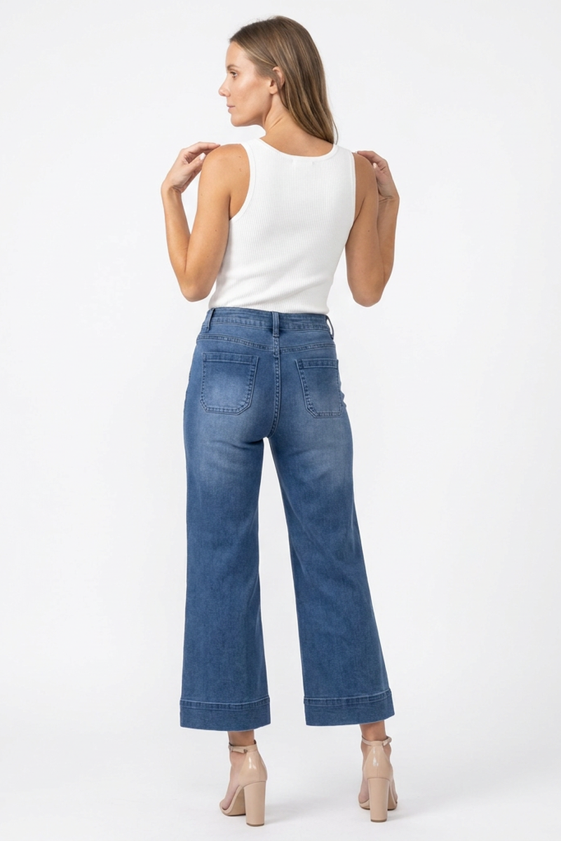 Women's High Waist Wide Leg Cropped Jeans