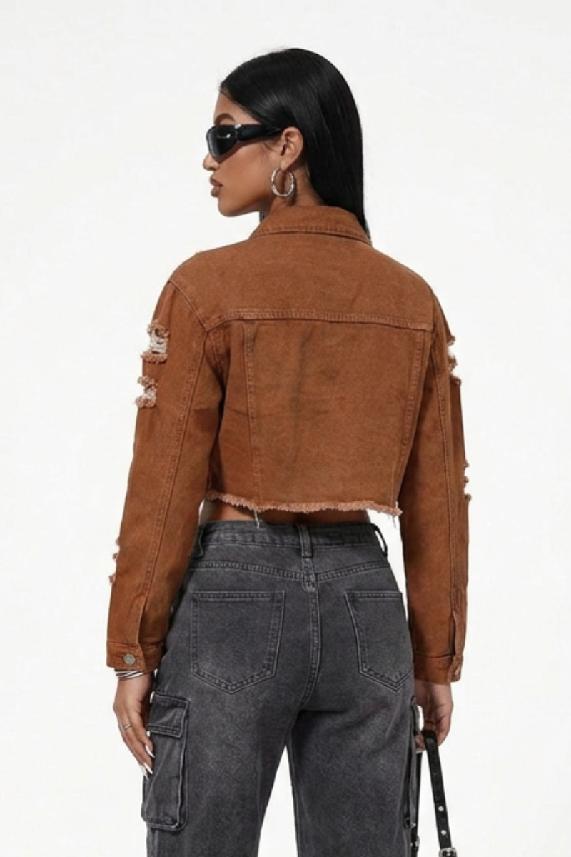 Women's Vintage Wash Cropped Denim Jacket