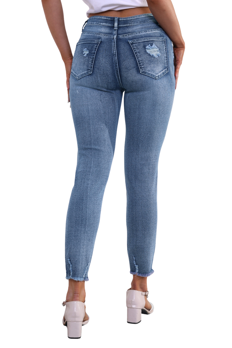 Women's High Waisted Distressed Skinny Jeans