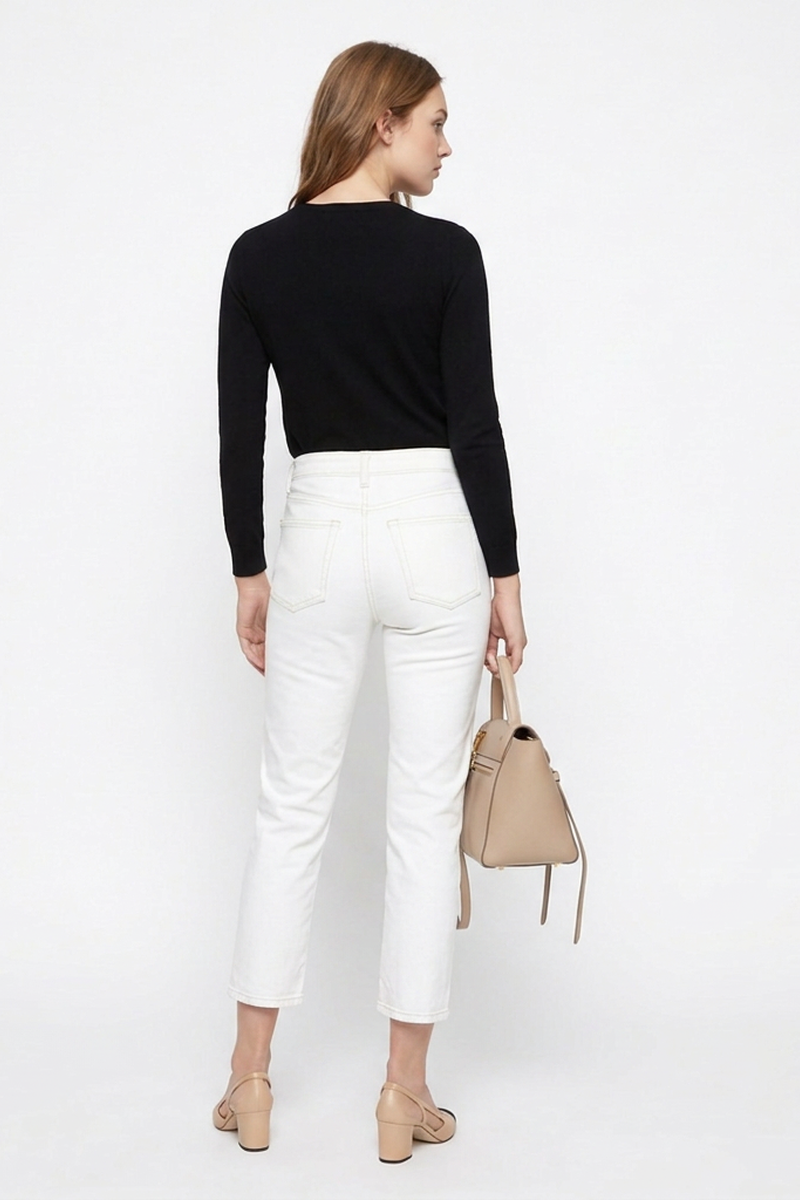 Women's High Waist Slim Fit Straight Leg Jeans