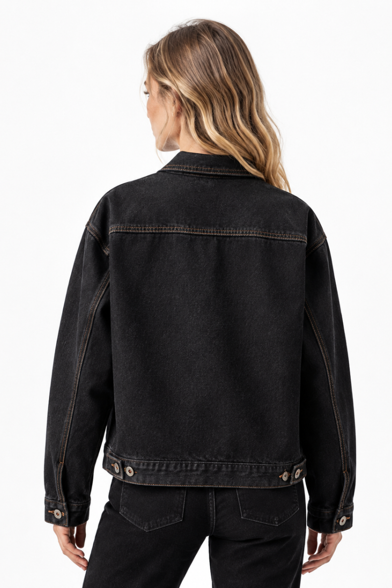 Women's Classic Raw Black Denim Jacket