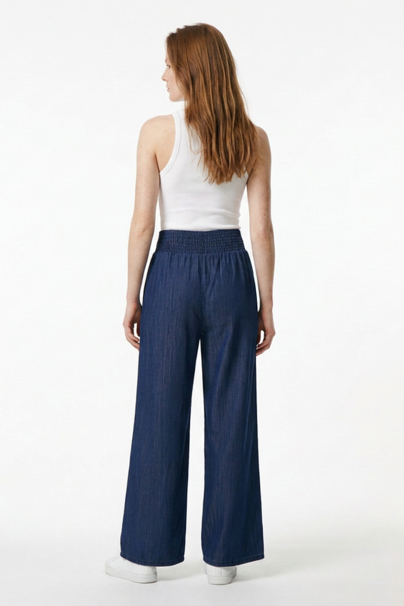 Women's High Waist Drawstring Wide Leg Jeans
