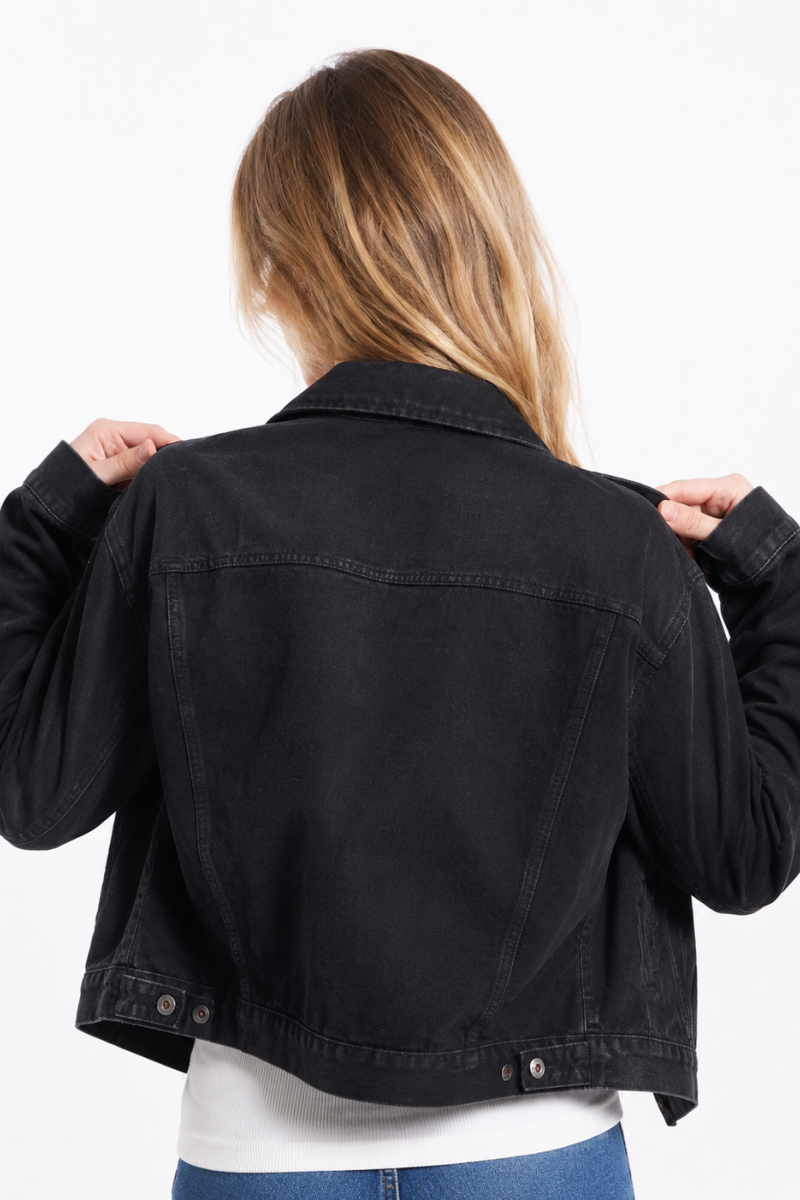 Women's Classic Black Denim Jacket