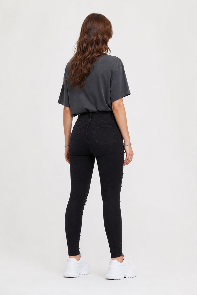 Women's High Waist Ripped Skinny Jeans
