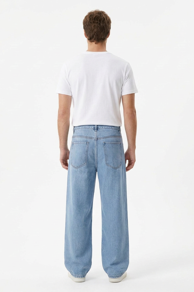 Men's 100% Cotton Relaxed Fit Wide Leg Jeans