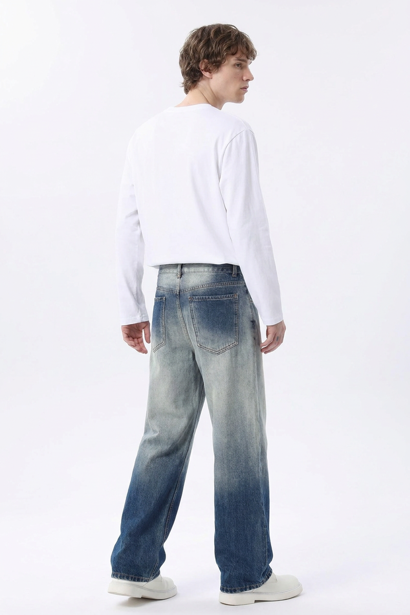 Men's Gradient Wash Relaxed Straight Leg Jeans