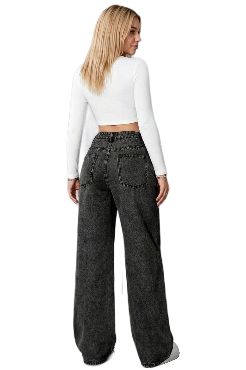 Women's Vintage Wash High-Waisted Wide-Leg Jeans