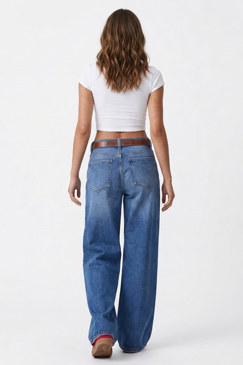 Women's High-Waisted Button Fly Wide-Leg Jeans