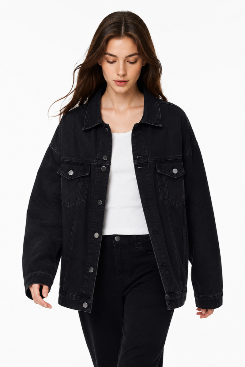 Women's Oversized Drop Shoulder Denim Jacket