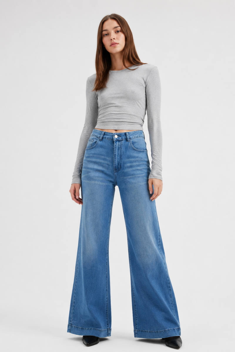 Women's High Waist Wide Leg Flare Jeans