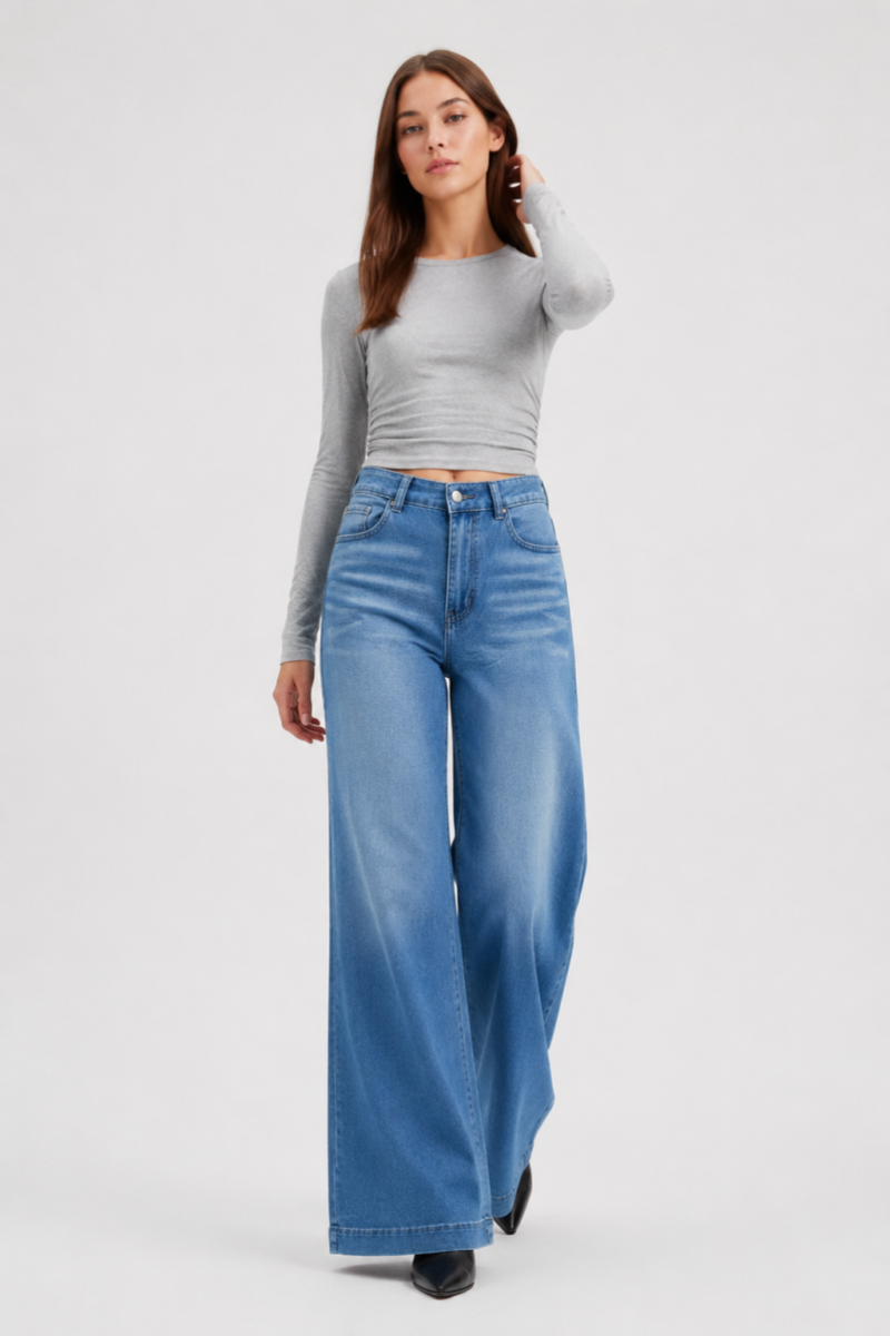 Women's High Waist Wide Leg Flare Jeans