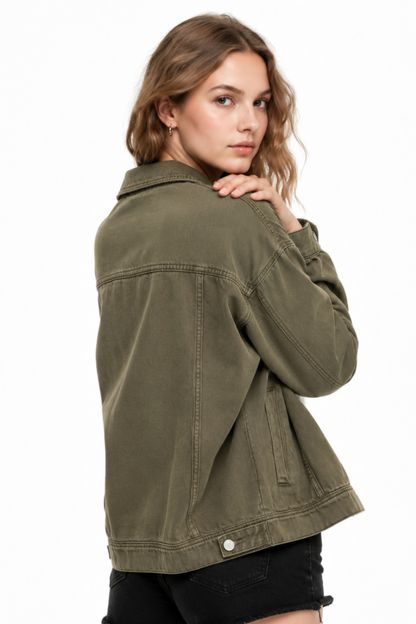 Women's  Oversized Washed Denim Jacket