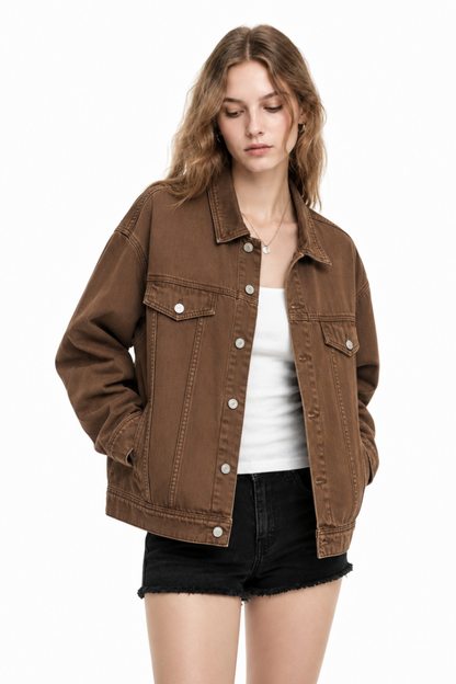 Women's  Oversized Washed Denim Jacket