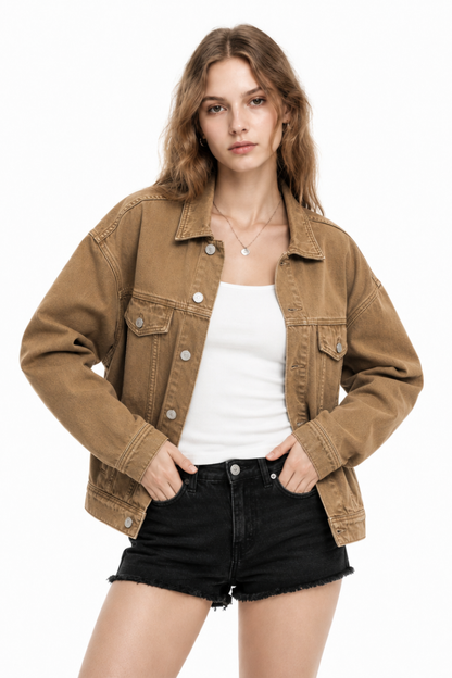 Women's  Oversized Washed Denim Jacket
