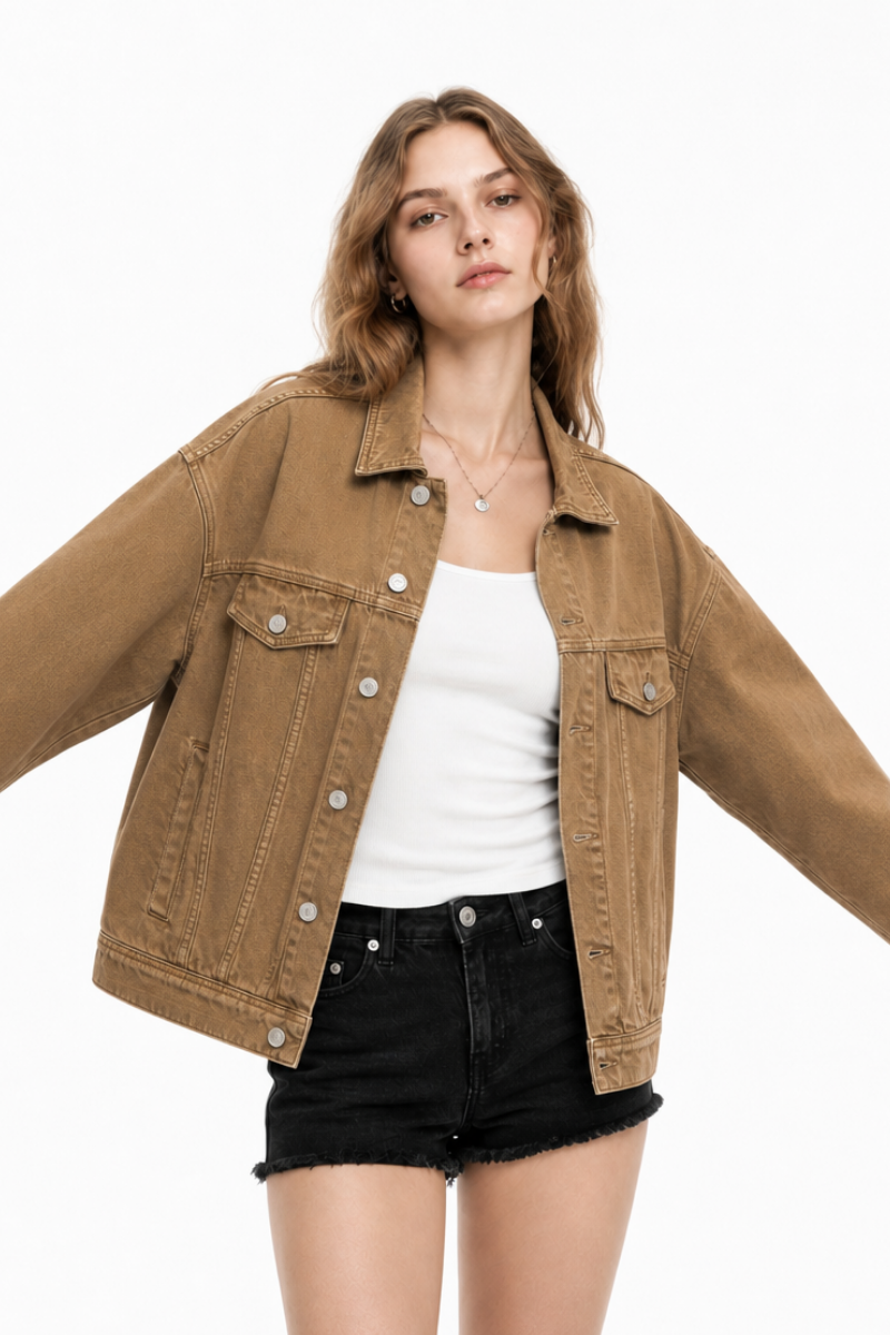 Women's  Oversized Washed Denim Jacket
