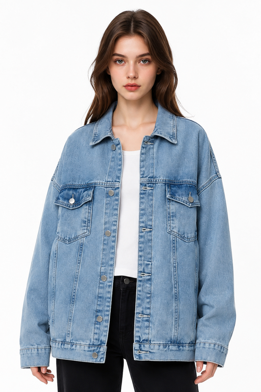 Women's Oversized Drop Shoulder Denim Jacket