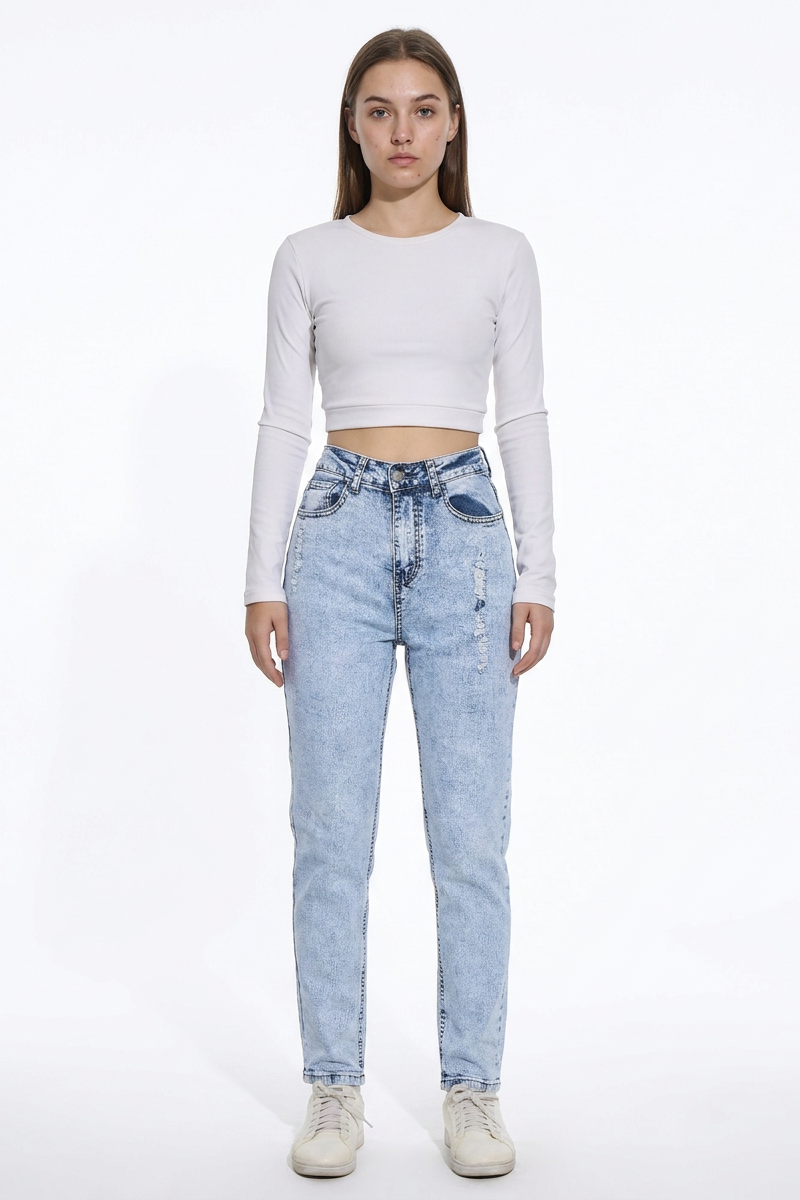 Women's Vintage High Waist Slim Straight Leg Jeans