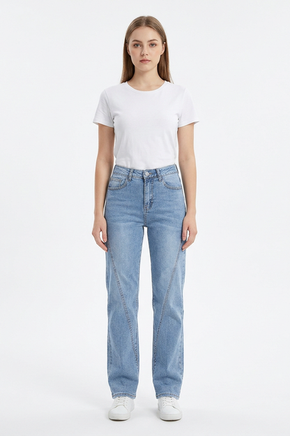 Women's Classic High Waist Stretch Straight Leg Jeans