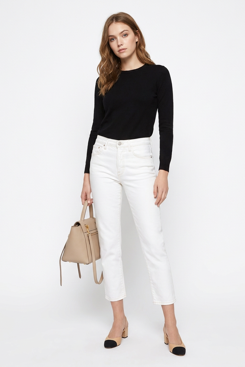 Women's High Waist Slim Fit Straight Leg Jeans