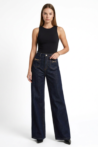 Women's High Waist Stretch Wide Leg Jeans
