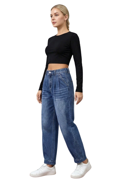 Women's High-Waisted Relaxed Tapered Jeans