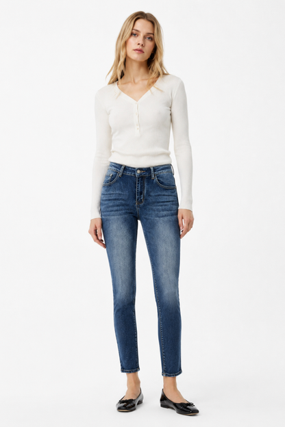 Women's Vintage High Waist Wash Stretch Skinny Jeans