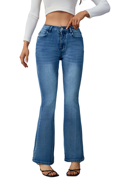 Women's High Waisted Slim Flare Jeans