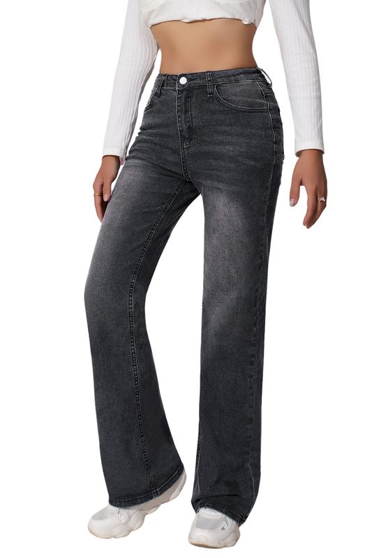Women's High Waisted Slim Straight Jeans