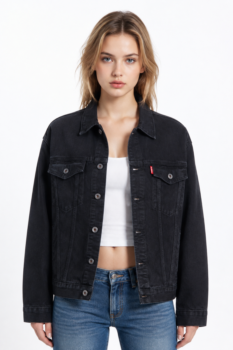 Women's Classic Black Denim Jacket