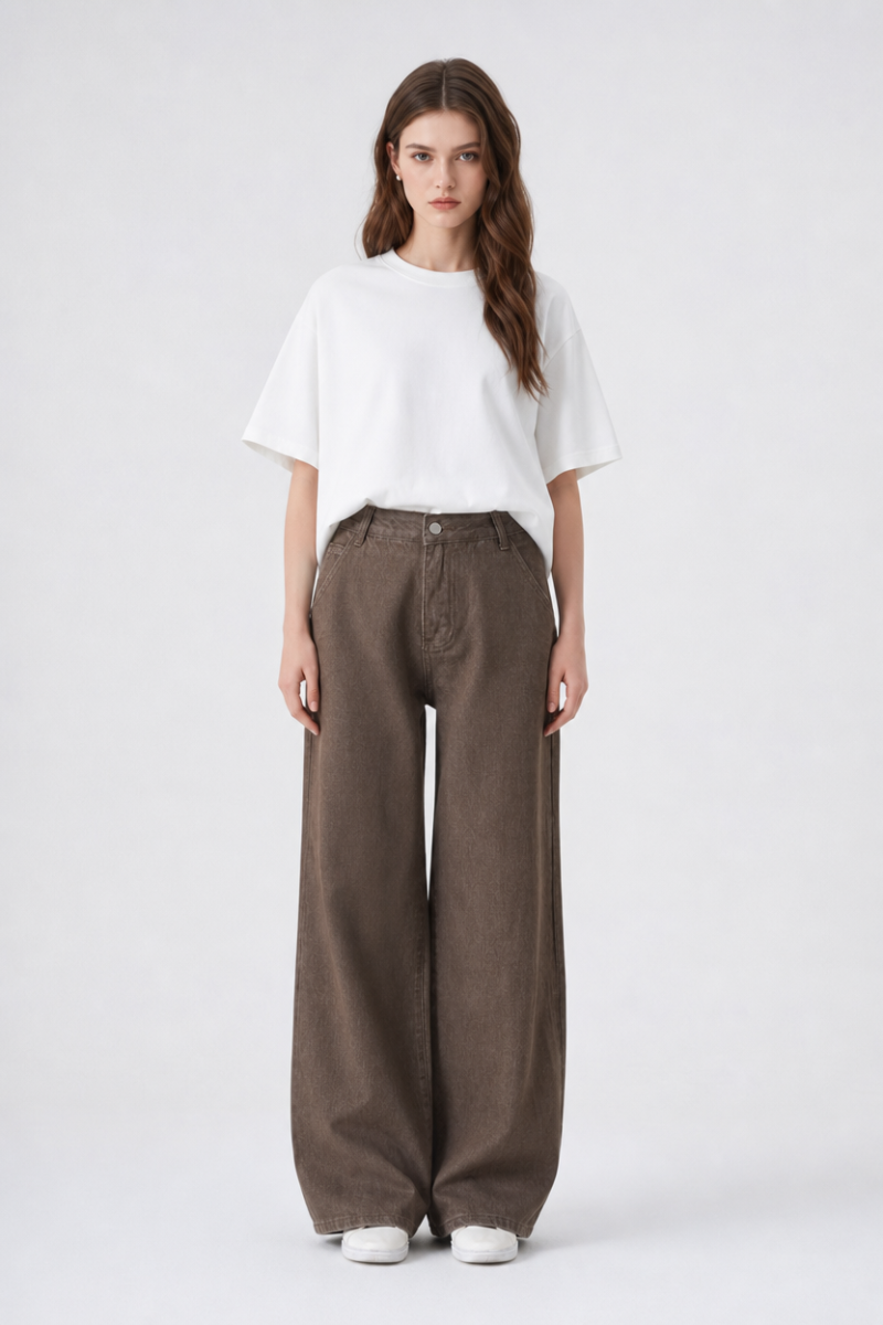 Women's High Waist Non-Stretch Wide Leg Jeans