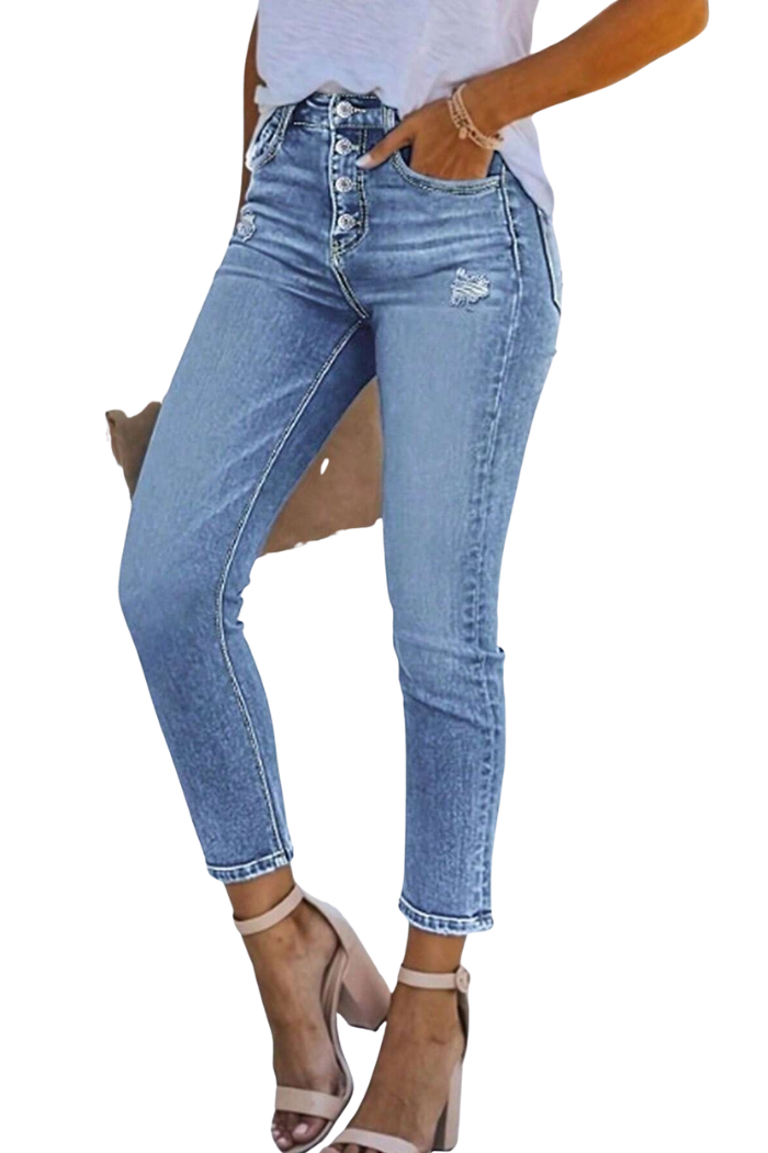 Women's High Waisted Button Fly Jeans