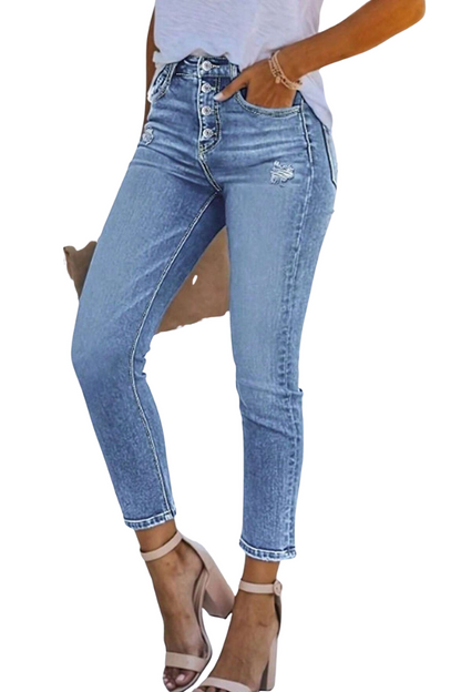 Women's High Waisted Button Fly Jeans