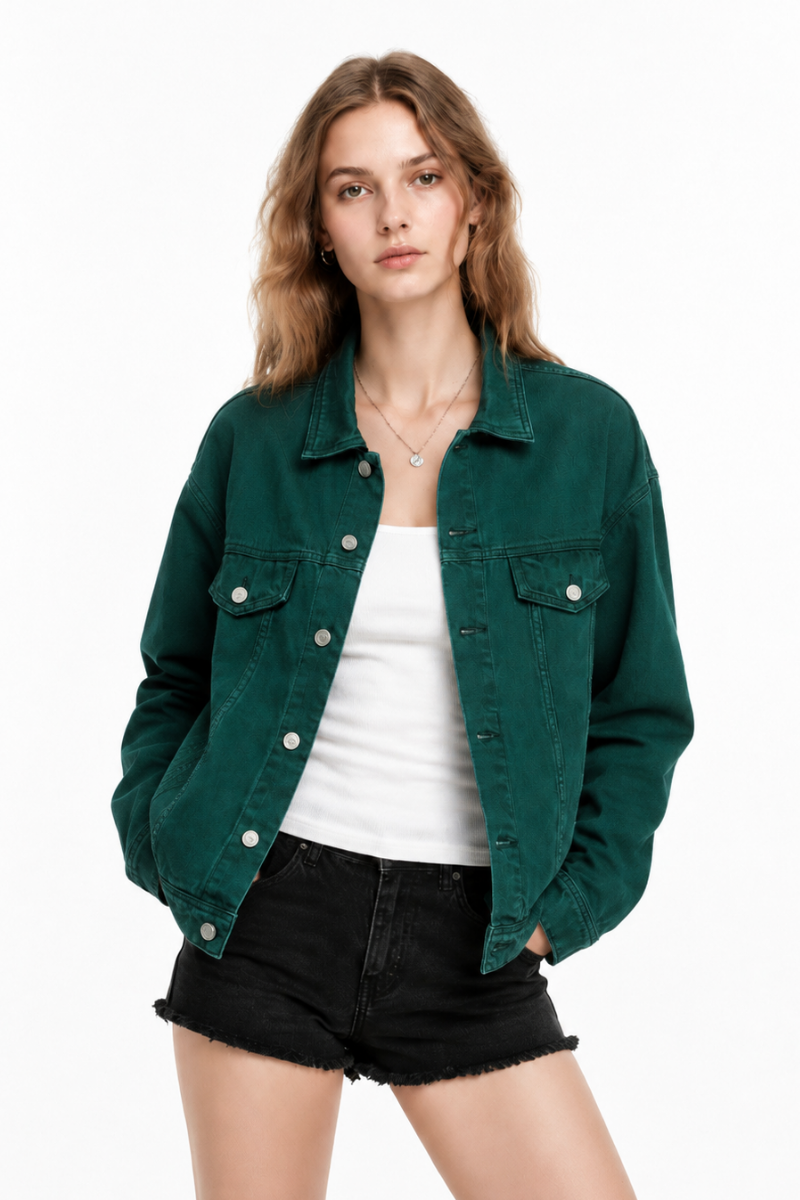 Women's  Oversized Washed Denim Jacket