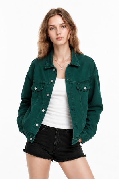 Women's  Oversized Washed Denim Jacket