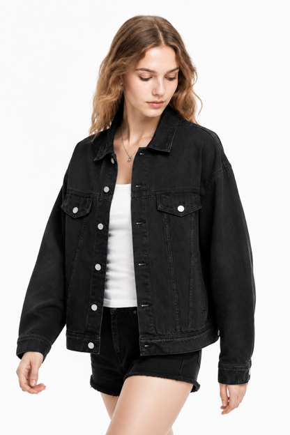 Women's  Oversized Washed Denim Jacket