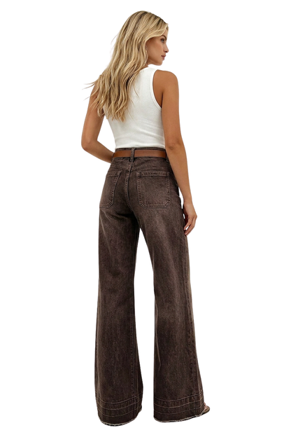 Women's Vintage Wash High-Waisted Wide-Leg Jeans