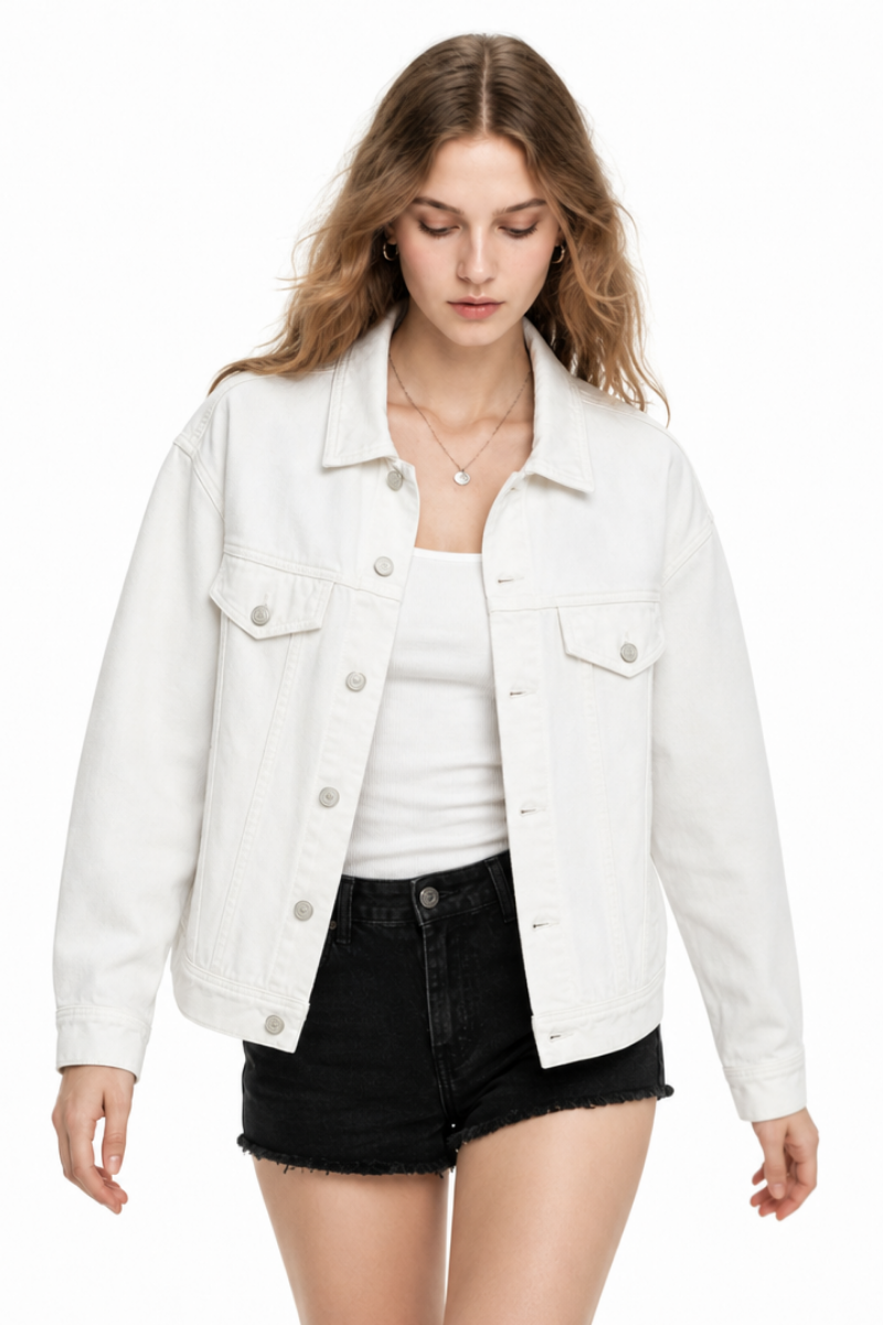 Women's  Oversized Washed Denim Jacket
