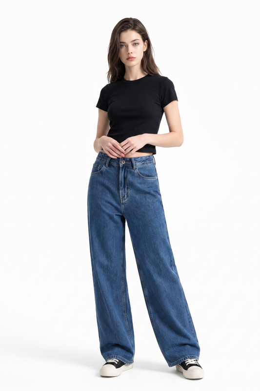 Women's High Waist Soft Straight Leg Jeans