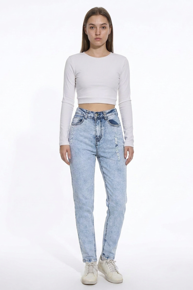 Women's Vintage High Waist Slim Straight Leg Jeans