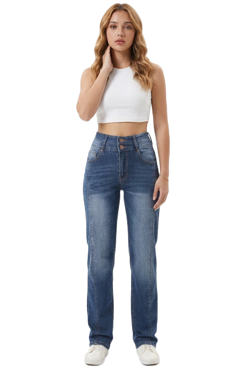 Women's Wash High Waist Straight Leg Jeans