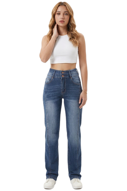 Women's Wash High Waist Straight Leg Jeans