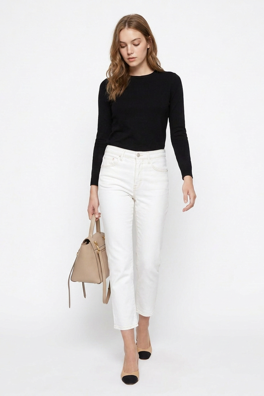 Women's High Waist Slim Fit Straight Leg Jeans