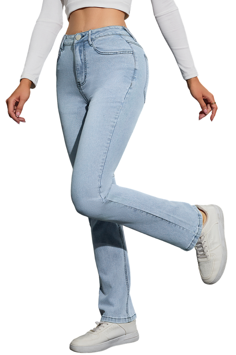 Women's High Waist Slim Straight Jeans