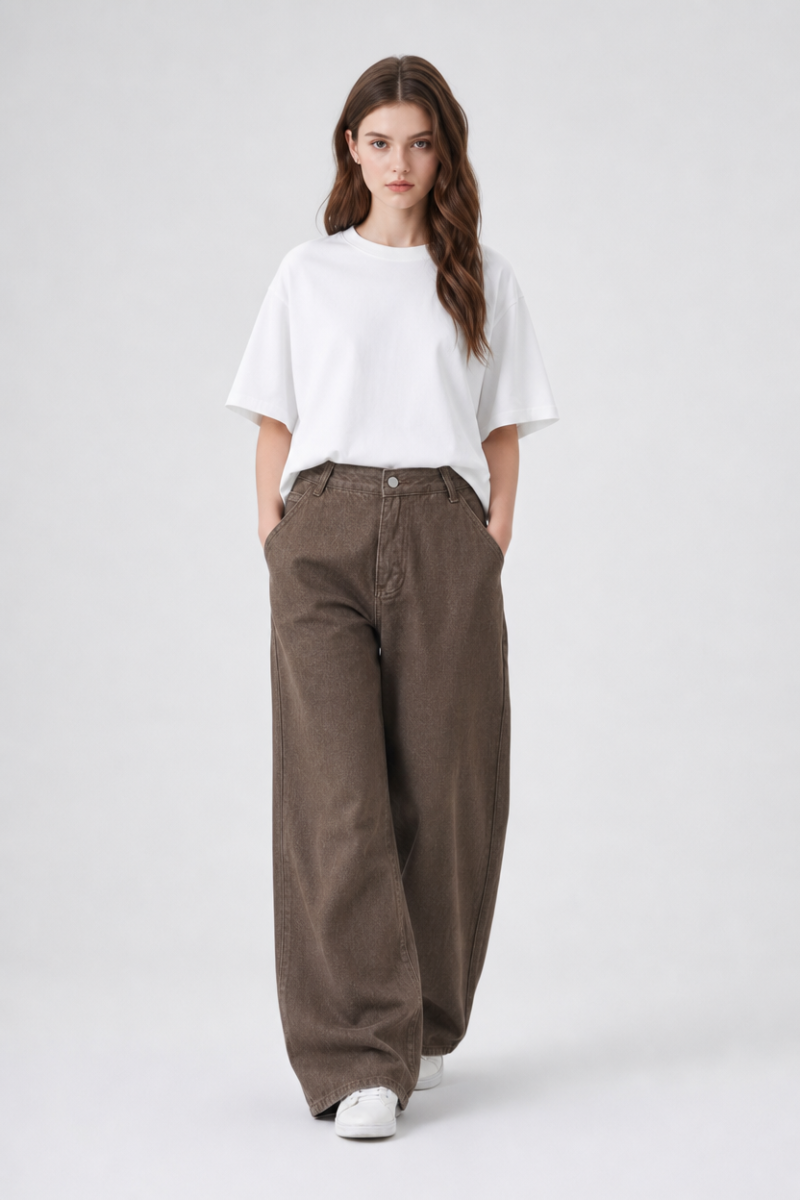 Women's High Waist Non-Stretch Wide Leg Jeans