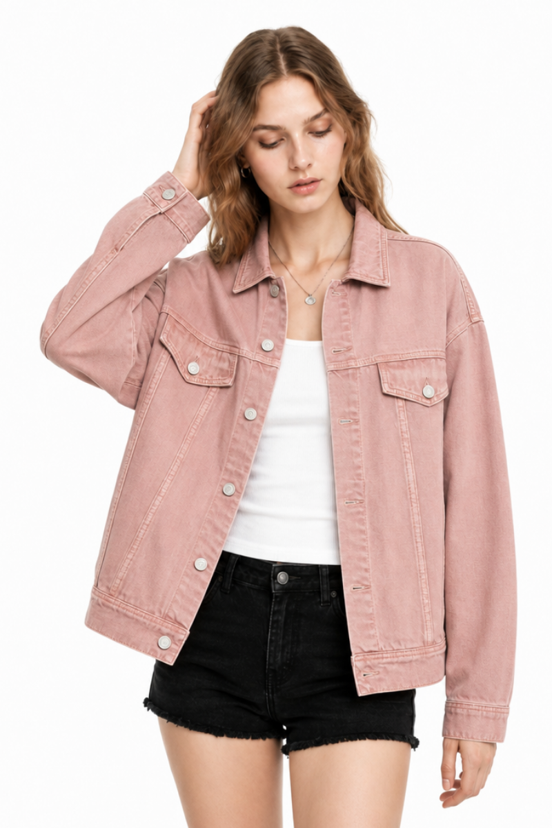 Women's  Oversized Washed Denim Jacket