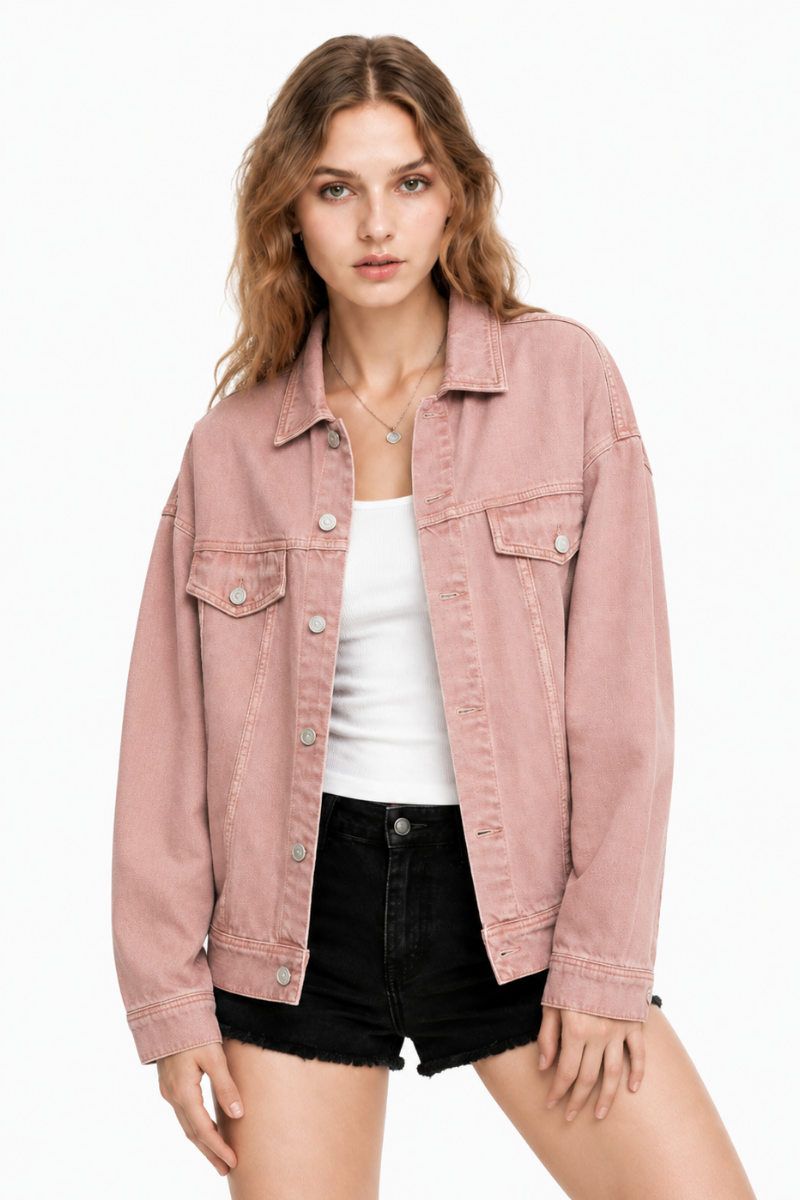 Women's  Oversized Washed Denim Jacket