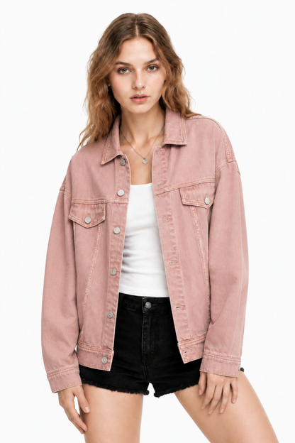 Women's  Oversized Washed Denim Jacket