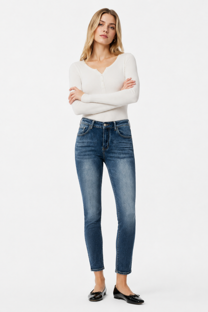Women's Vintage High Waist Wash Stretch Skinny Jeans